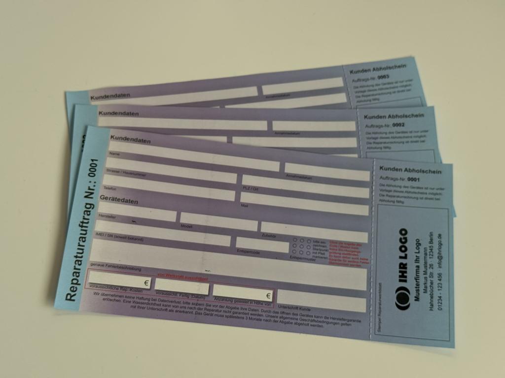 Reparaturblöcke mit individuellem Aufdruck